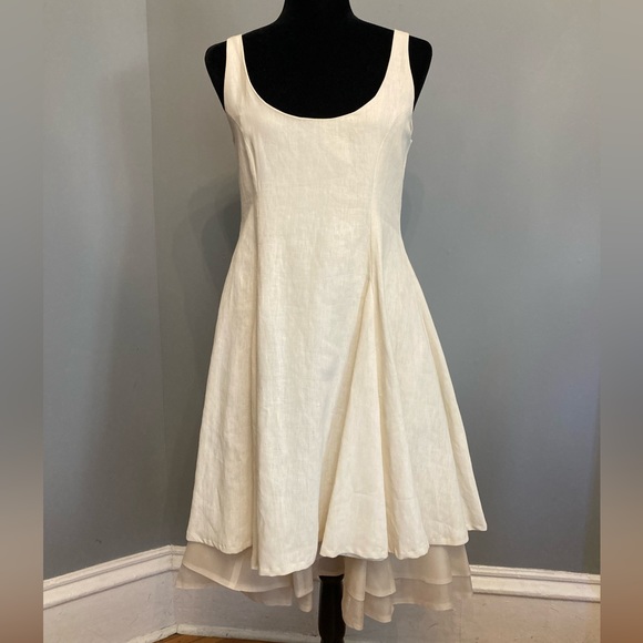 Never Worn ELM DESIGN Linen Dress w/ Layered Skirt and Contrast Zipper, size S - Picture 2 of 7